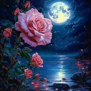 Magical View of Pink Roses on a 12" x 12" Canvas!